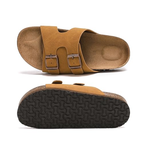 Bodantory Suede Cork Flat Sandals with Adjustable Buckle Arch Support Footbed Comfortable Slide Sandals for Women 2026 — view 4