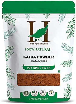 H&C Herbal Ingredients Expert Natural Katha (Acacia Catechu) Powder - 227g | Natural Herbal Hair Color For All Hair Type | Achieve Healthy and Shiny Hair Naturally | Chemical Free and Additive Free