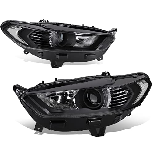 Auto Dynasty Headlights Assembly Compatible with 2013 2014 2015 2016 Ford Fusion Driver and Passenger Side Halogen Headlamps Replacement FO2502304 FO2503304 Black Housing Clear Corner