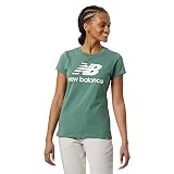 New Balance Women's NB Essentials Stacked Logo Tee, Jade, Small