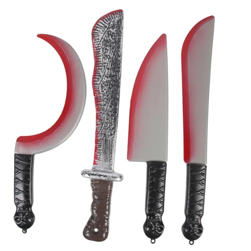 Milisten 4 Pièces Couteaux Décoratifs Sanglants pour Halloween Accessoires de Fête Effrayants Jouets de Farce pour Cosplay et Décoration de Fête