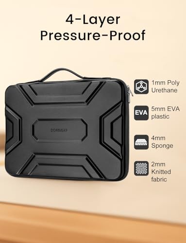 Image of DOMISO 17 inch Laptop Sleeve with Handle, Shockproof and Waterproof EVA Protective Laptop case, Laptop Sleeves for 17.3 inch HP Dell Asus Laptop, Black
