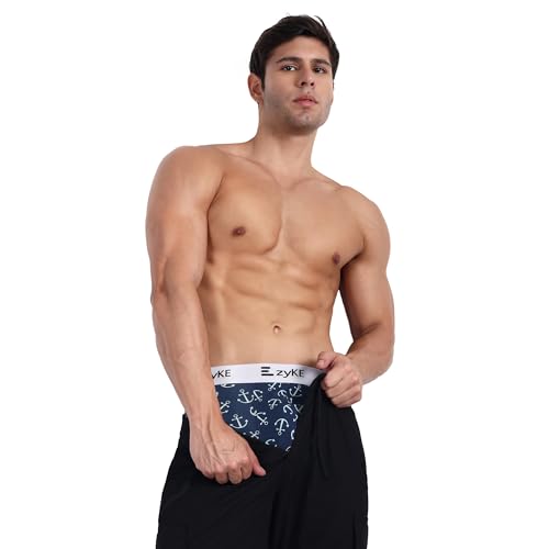 Image of Zyke Men's Printed Cotton Trunk Innerwear | 95% Cotton 5% Elastane Stretch Underwear | Ultra Soft Waistband Anti-Bacterial Moisture Wicking Trunks for Men (Pack of 1)