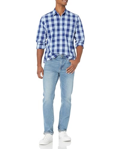 Image of Amazon Essentials Men's Regular-Fit Long-Sleeve Casual Poplin Shirt, Button Front, Business Casual, Collared