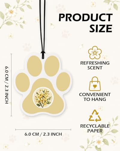 Image of 10PCS Paw Print Car Air Fresheners - Cute Paw Shaped Scented Hanging Cards with Floral & Fresh Fragrances, Cute Car Mirror Accessories, Pet Lover Gifts for Women and Dog Owners