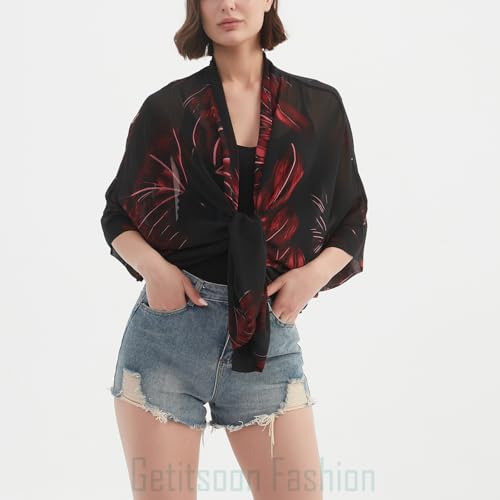 Kimono de gasa bohemio para cubrir el bikini de forma elegante y disimular imperfecciones 4