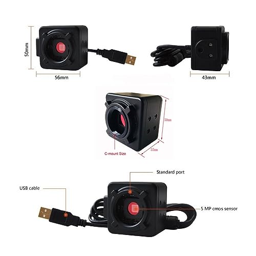 Cámara de microscopio de 5MP con sensor CMOS industrial y conexión USB directa 5