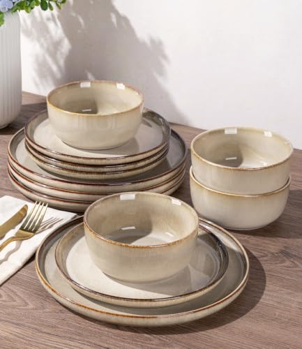 Image of GBHOME Dinnerware Sets for 8, 24 Pieces Ceramic Plates and Bowls Set