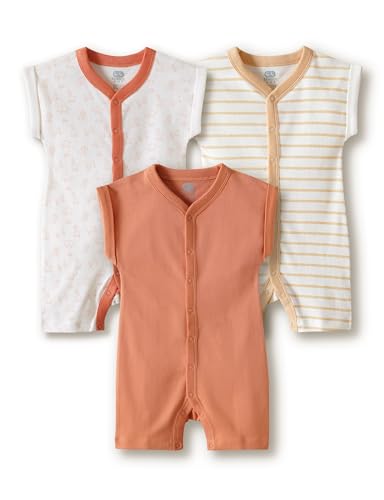 Image of Amazon Brand - Symbol Unisex 100% Cotton Half Sleeve Baby Rompers (Available in Pack of 3 & 6)