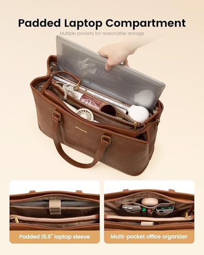 LOVEVOOK Laptop Tote Bag for Women,Work Tote with Wristlet,PU Leather Computer Bag for Teacher,Office, Daily4