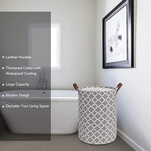 Image of 48L Large Laundry Basket, Collapsible Laundry Bag, Freestanding Tall Clothes Hamper, Foldable Washing Bin (Grey 48 L)
