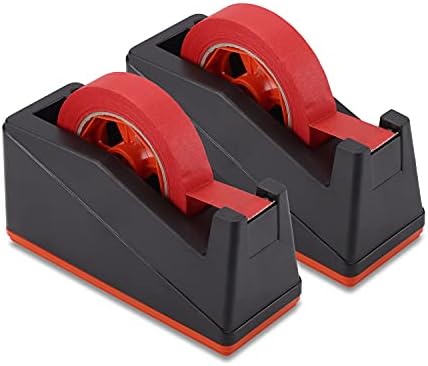Lichamp 2 Pack Desktop Tape Dispenser Holder with Large 3 inch Core for Masking Tape, Heat Transfer Tape Sublimation, Painters Tape, Freezer Tape and Kitchen Tape, 0228BK