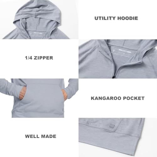 M MAELREG Mens Hoodies Heather Hooded Sweatshirt Performance Athletic Golf Hoodies For Men Quarter Zip Pullover — view 5