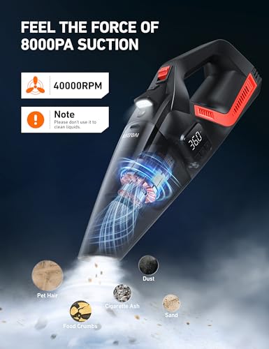 AstroAI 4-in-1 V3 12V DC High Power Handheld Car Vacuum Cleaner for Car,Home,Pet Hair Cleaning, 150 PSI 16.4FT Cord Digital Pressure Gauge & LED Light Portable Tire Inflator for Cars,Bikes,SUVs,Balls — view 5