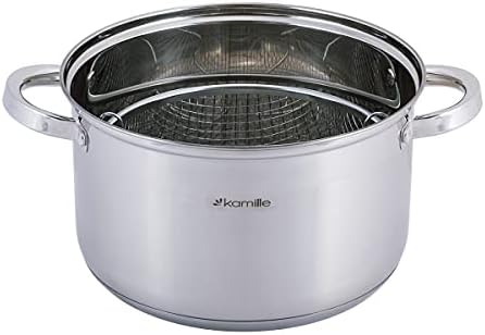 6.5 L Pasta Pot with Strainer, Cooking Pot, Pasta Pot, Soup Pot, Stainless Steel stewing Pot, Induction Spaghetti Pot, Glass lid, Pasta Sieve