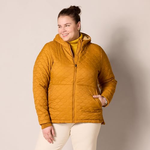 Amazon Essentials Damen Leichter wasserabweisender Sherpa-Futter Kapuzenpuffer Camel, Größe S