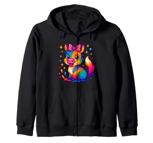 Image of Cute Colorful Donkey for Women Girls Men Boys Donkey Lovers Zip Hoodie