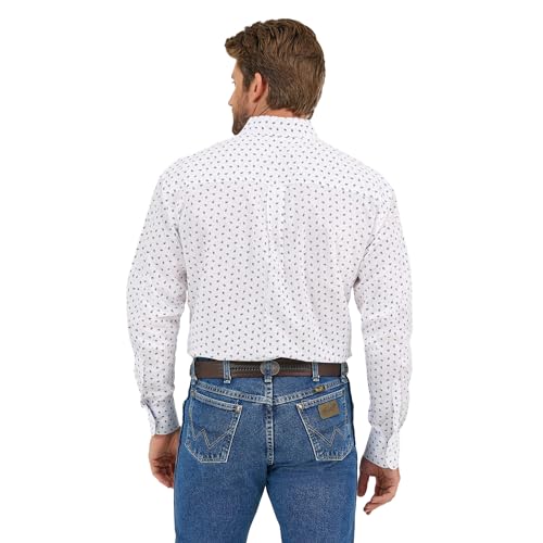 Wrangler Mens George Strait White/Blue Print Long Sleeve Button Down Shirt2