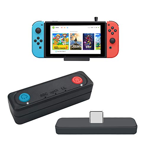 Bluetooth 5.0 Audio Transmitter Adapter with USB C and USB A Connector for Nintendo Switch & Lite TV Dock PS4 Slim Design Mic Included Dual APTX Low Latency for All Bluetooth Headphones Speakers