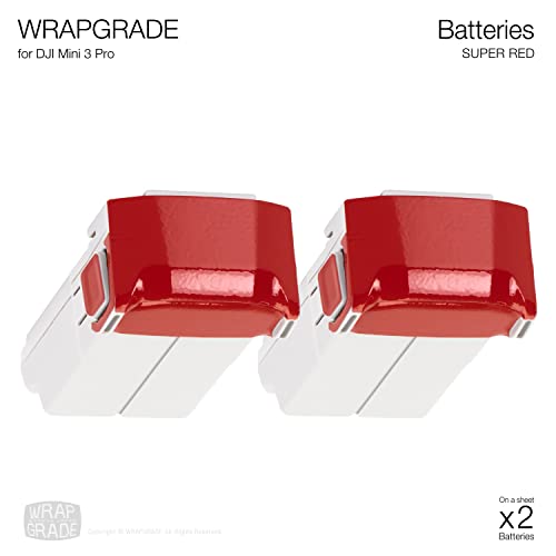 Image of WRAPGRADE Skin Stickers Compatible with DJI Mini 4 Pro /Mini 3 Series | Two Batteries (Super RED)