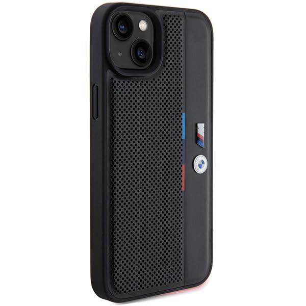 Coque rigide BMW pour iPhone 14 Plus avec finition perforée premium