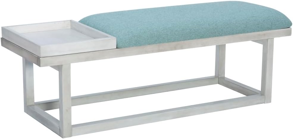 Linon Georgia Bench with Tray Whitewash Aqua