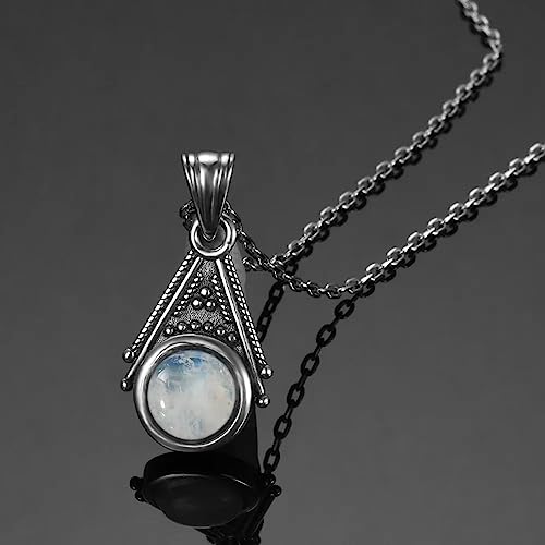 Collier pierre de lune anti ternissement chaîne argent 925 45cm - 4
