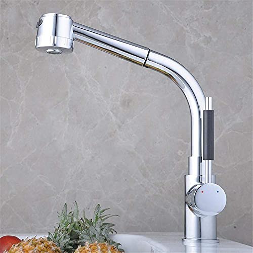 Robinet de cuisine en cuivre mitigeur d'évier rétractable poignée unique - 4
