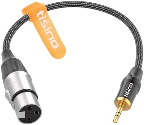 XLR Female to 3.5mm TRS Aux Balanced Microphone Cable Adapter, 1 FT