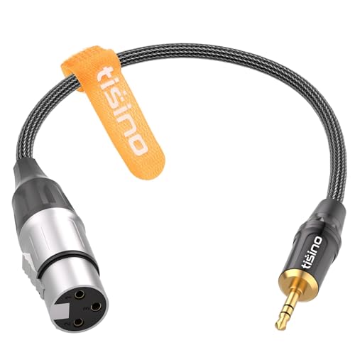 Tisino XLR to 3.5mm Balanced Cable Adapter, Gold-Plated XLR Female to 1/8 inch Mini Jack Aux Mono...