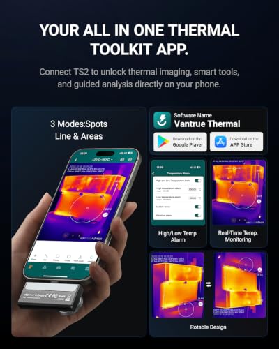 Image of TS2 Thermal Camera for iPhone & Android, Thermal Imaging Camera 512x384 Super Resolution, Infrared Camera 8mm Macro Manual Focus, -4F~1022F Temp, Perfect for Home HVAC Inspection
