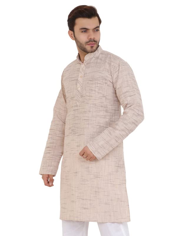 Image of LatestPlus Men's Solid Cotton Blend Ethnic Wear Regular Full Sleeve Kurta