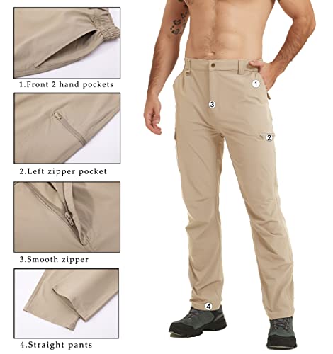 Men's Hiking Cargo Work Pants Waterproof Lightweight Quick Dry Outdoor Fishing Travel Mountain Tactical Pants Light Khaki S #TOP5