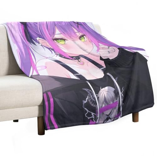 ホロライブ フランネルブランケット、暖かくて軽い、軽量スローブランケット、洗える、すべての季節に適しています 30"x40"