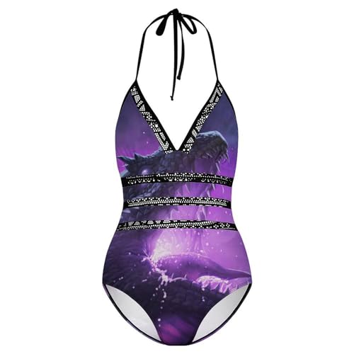 Maillot de bain une pièce femme monokini costume natation bikini set dragon