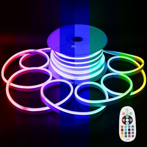 FORT 100FT LED RGB Neon Rope Lights, ETL-Listed AC 110-120V led neon ...