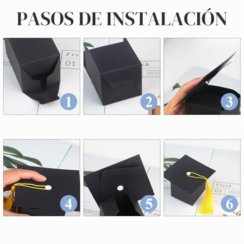 Miniatura 6 de Zdnt 24 Piezas Caja De Regalos De Graduación, Cajas De Dulces Y Chocolates, Gorros Y Caramelos Para Fiesta De Ceremonia De Graduación