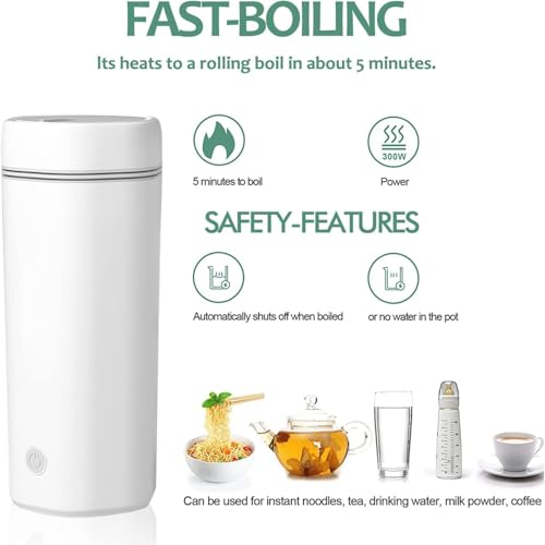 Hervidor eléctrico portátil pequeño 350ml blanco miniatura 5