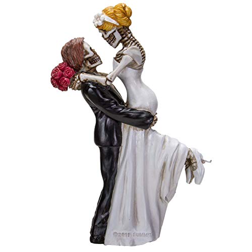 Summit Collection Love Never Dies Skeleton Wedding Couple Groom Lifting Up Bride Eternal Love Till Death Skeleton Romantic Collectible Amor Por Vida Figurine Wedding Cake Topper Decor 6.25 Inch Tall #TOP1