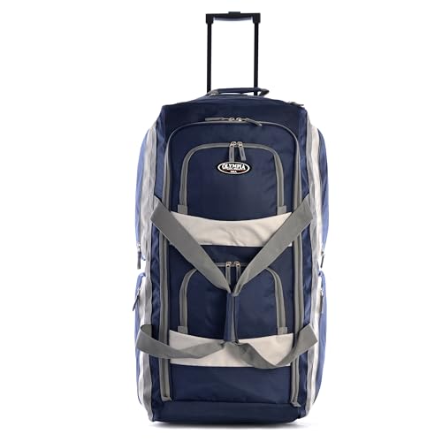 Olympia U.S.A. 33 inch Jumbo Size 8 Pockets Wheeled Rolling Duffel Bag Water Resistant Luggage Lightweight Travel Suitcase with Retractable Handle
