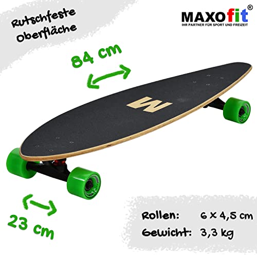 MAXOfit Longboard Cartoon No. 5 - kompaktes Cruiser Board mit robustem Deck und mittelweichen Rollen - TopMount Achsen für hohe Wendigkeit - besonders Cooles Design