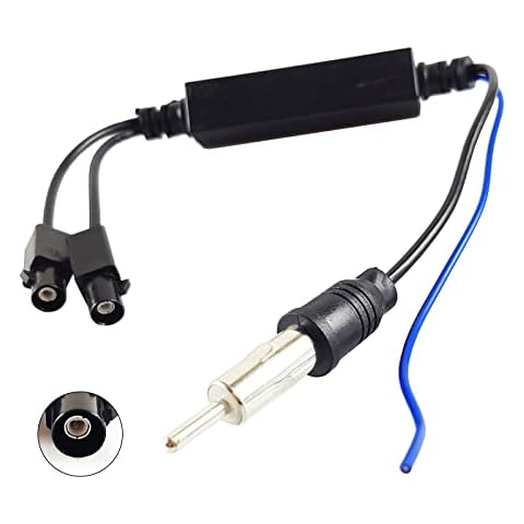 Hikity Car Radio Antenna Cable Dual Fakra Male to DIN ISO plug with 12V Active Amplifier Booster Cable for AUDI VW Universal Car Radio FM AM Antenna Adapter Signal Booster Amplifier Cover