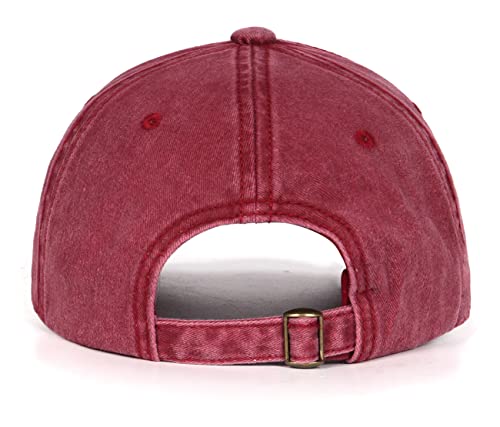 Zylioo Xxl Washed Pigment Dyed Baseball Cap,Oversized Adjustable Hiking Cap,Running Hats For Big Heads 23.5"-25.5" Wine Red #TOP1