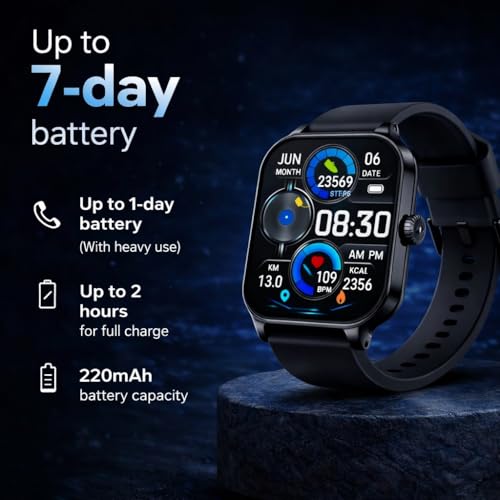 Image of Bouncefit H9 Smart Watch for Men, Women, Boys, Girls, Kids - 2.01 inch Full Touch Screen Display, Bluetooth Calling, Rotating Crown, Workout Modes, Wireless Charging Smart Watch - Black AA