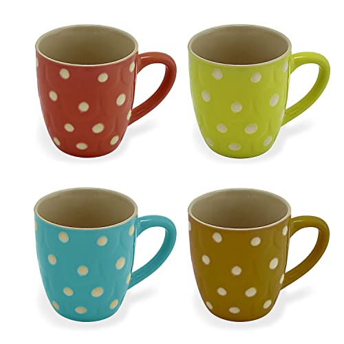 Taza de café en Cerámica. Diseño lunares. Set de 4 Tazas de Café en 4 colores variados. Ref. 41920 Cover