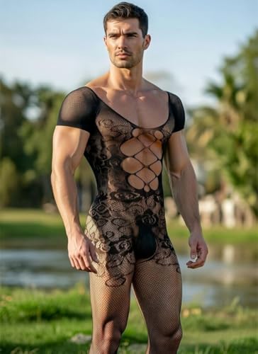 Bommi Fairy Seksowne podkoszule, męskie, seksowne podkoszule, seksowne body z siateczki, strój dla mężczyzn, na imprezę, do klubu, rave, czarny, jeden rozmiar