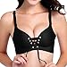 Produktbild Vertvie Damen BH Set V Push Up Ohne Bügel Bra Nahtlos Bustier mit Schnürung vorne Top(90C, Schwarz)