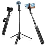 K&F CONCEPT 自撮り棒 スマホ 三脚 Magasfe対応 【2026年新型・マグネット式とクリップ式の2in1】 超長180cm 自動開閉 セルカ棒 4軸ジョイント 360°回転 折りたたみ 軽量 伸縮 スマホ用 充電式リモコン 1/4ネジ付き じどり棒 iPhone 17 Pro MAX 16 15 14 13 12 & Android対応