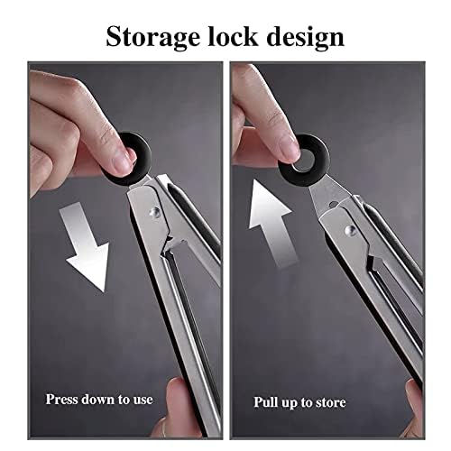 Kitchen Silicone Tongs Set of 2 - 9 Inch Non-Slip Locking BBQ & Serving Tongs with Stainless Steel Handle - Image 6
