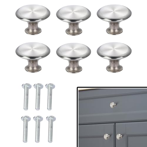 strrng 6PCS Cabinet Knobs - Stainless Steel Door Knobs for Cupboards,Stainless Steel and Zinc Alloy Handles for Kitchen,Wardrobes,Cupboards,Drawers and Furniture Bedrooms and Furniture